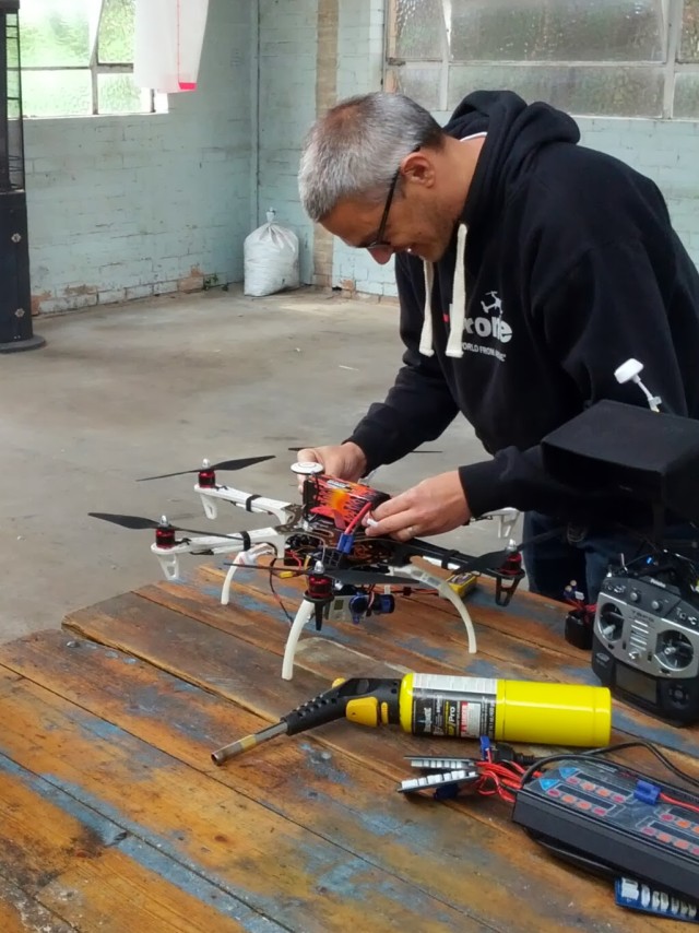 i-Drone's Brett preparing his rig to shoot flyovers of The Tree.